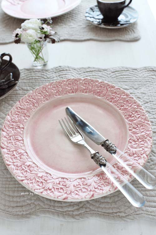 MATEUS(マテュース) ｜レースプレート 25cm (ライトピンク/グレ