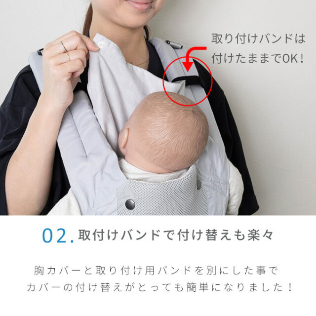 日本製 ひんやり 抱っこ紐用 よだれカバー 保冷ジェル付き 胸カバー 2