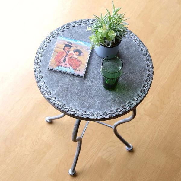 ガーデンテーブル アイアン アンティーク 屋外 室内 直径40cm 丸