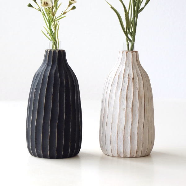 花瓶 フラワーベース 木製 チーク 小さい おしゃれ 花器 一輪挿し