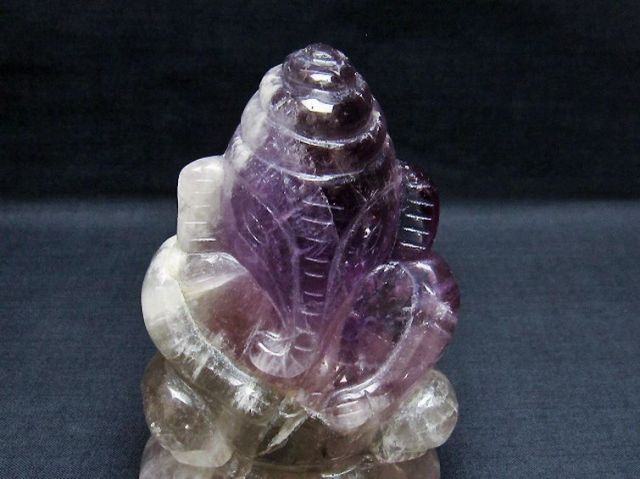 アメジスト ガネーシャ 彫刻品 置物[T42-458]