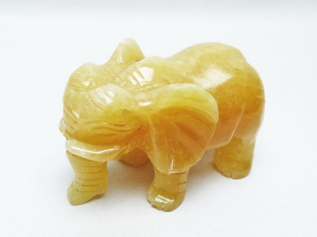 パワーストーン 天然石 トパーズ象置物[T726-1537]