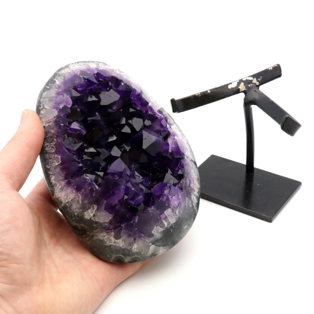 アメジスト クラスター 側面磨き 台座付き エクストラ グレード EX 紫