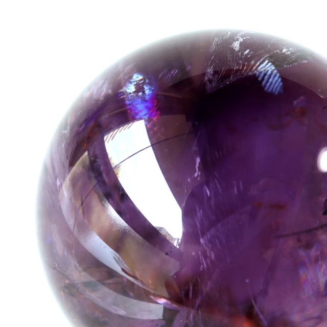 アメジスト 紫水晶 丸玉 虹入り レインボー ブラジル バイーア州産 AAA