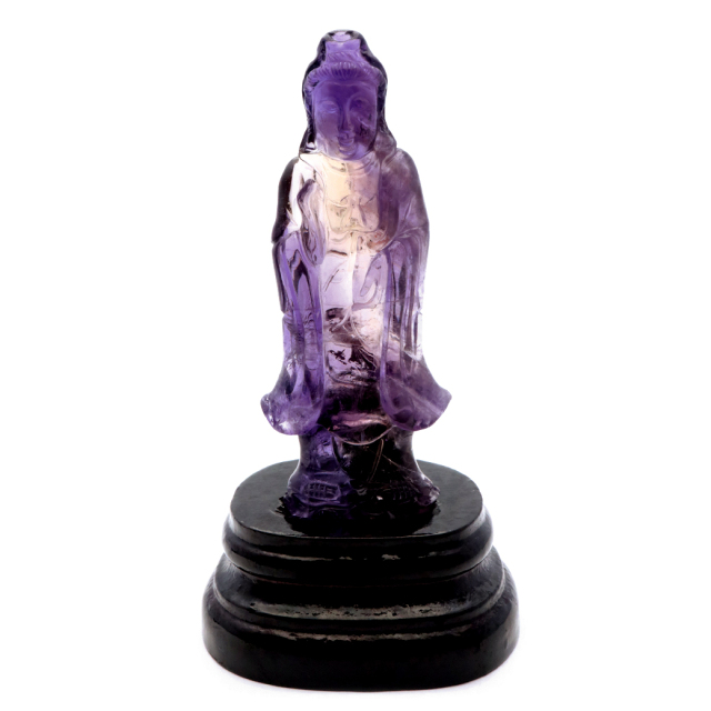 アメジスト 観音様 置き物 171g ブラジル バイーア州産 アメトリン 紫
