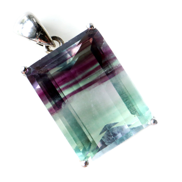 フローライト ネックレス 宝石質 スクエアカット Silver925 天然石 1点