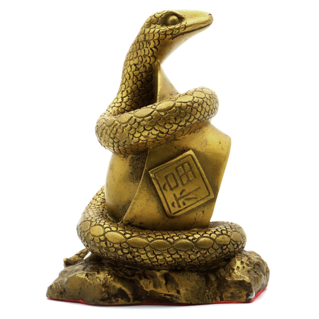 蛇 2025年 干支 巳 置き物 銅製 Lサイズ 正月 新年 縁起物 彫り物 開運