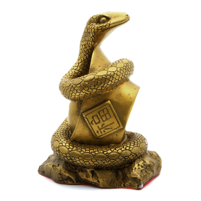 蛇 2025年 干支 巳 置き物 銅製 Lサイズ 正月 新年 縁起物 彫り物 開運