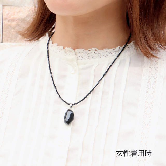 ブラックスピネル ネックレス メンズ レディース 長さ約40cm 天然石