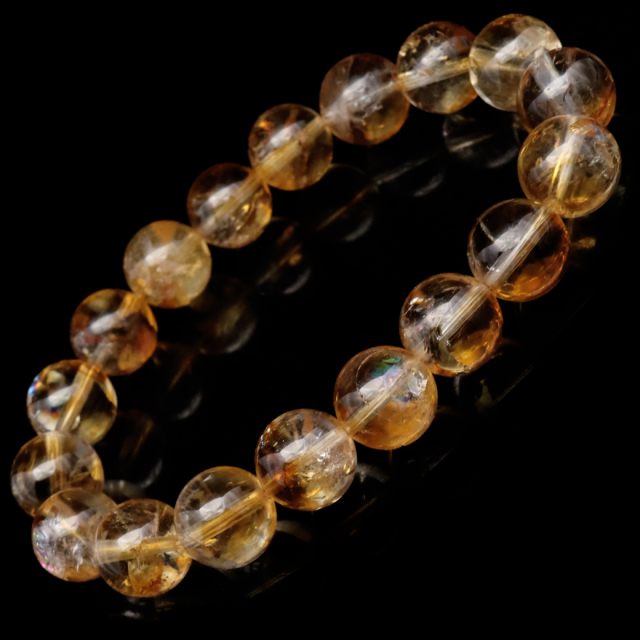 シトリン アイリスクォーツ ブレスレット 11mm 黄水晶 虹入り 天然石