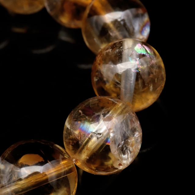 シトリン アイリスクォーツ ブレスレット 11mm 黄水晶 虹入り 天然石