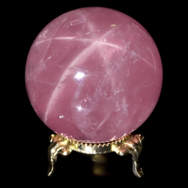 スター ローズクォーツ 丸玉 51mm AAAAA 台座付き マダガスカル産