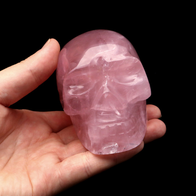 ローズクォーツ スカル 骸骨 置き物 オブジェ ブラジル産 1点もの 571g
