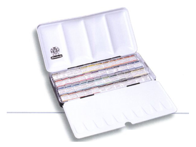 ホラダム 固形水彩絵具 ハーフパン47色＋オックスゴール 2面