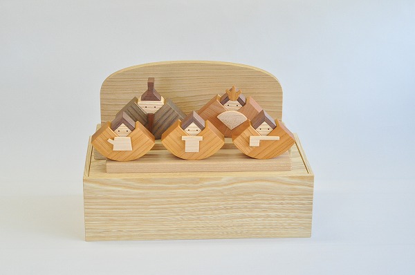 森林工芸館 お雛さま 5人飾り 木のおもちゃHANA