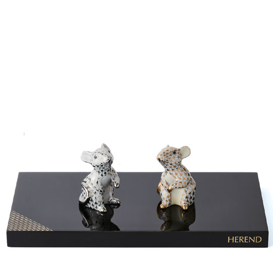 干支置物・ねずみ（ゴールド&プラチナ)セット