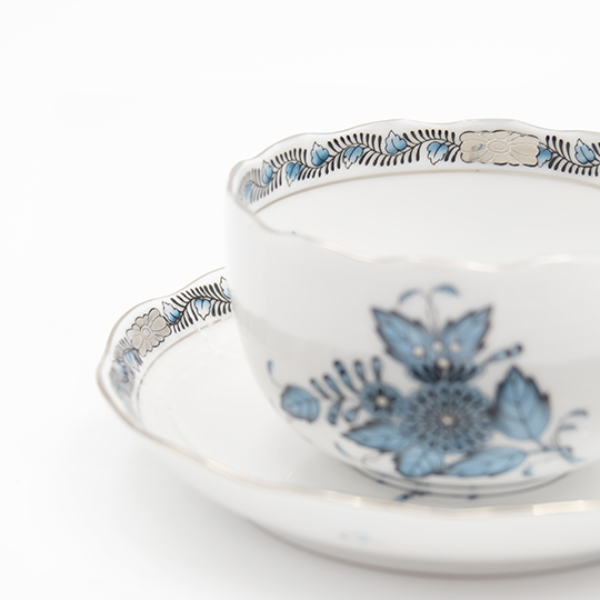 アポニー・ターコイズ・プラチナ] ティーカップ&ソーサー