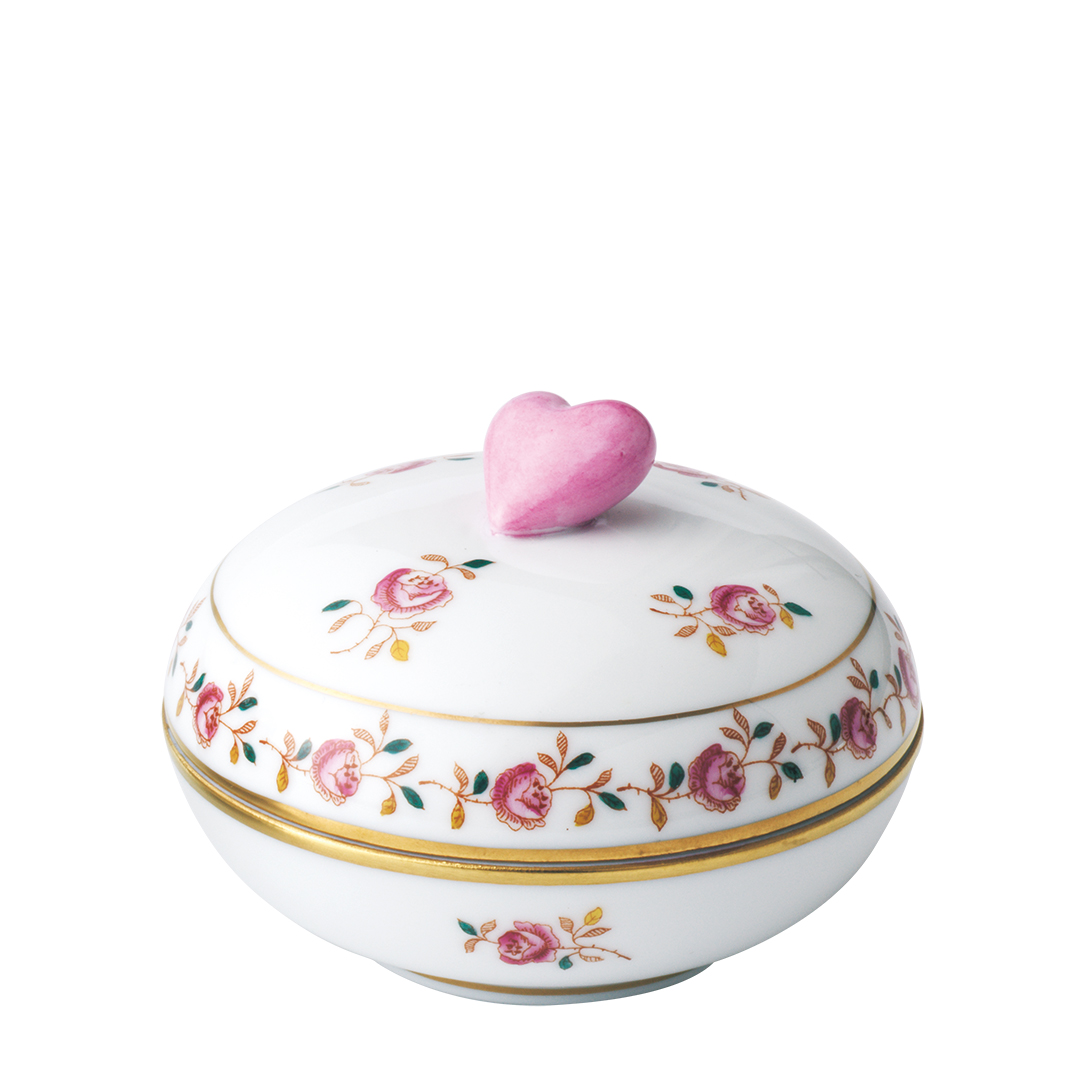 ローズガーランド] ラウンドボックス ハートつまみ