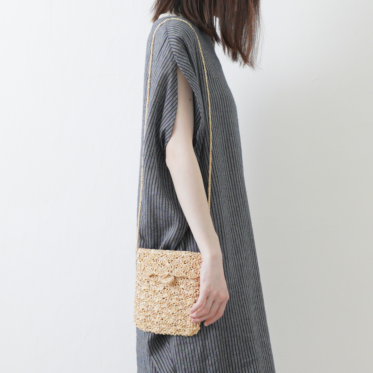 編み方動画あり】編み物キット #1-5 ミニショルダーバッグ 手編み糸と