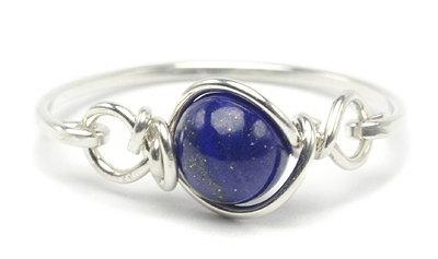 シルバーワイヤーアートリング（ラピスラズリ）SWA7