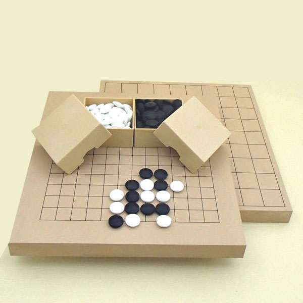 囲碁入門セット 新桂13路碁盤（裏将棋盤）・新生梅碁石のミニ角セット