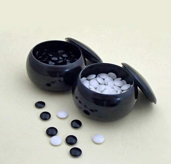 碁石碁笥囲碁セット プラスチック厚型碁石とP碁笥黒大の囲碁セット