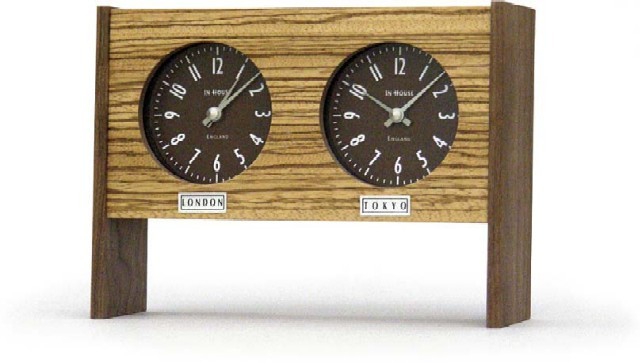 デュアルクロックINHOUSE ZEBRANO TIME TZ42ZV/時計 置き時計