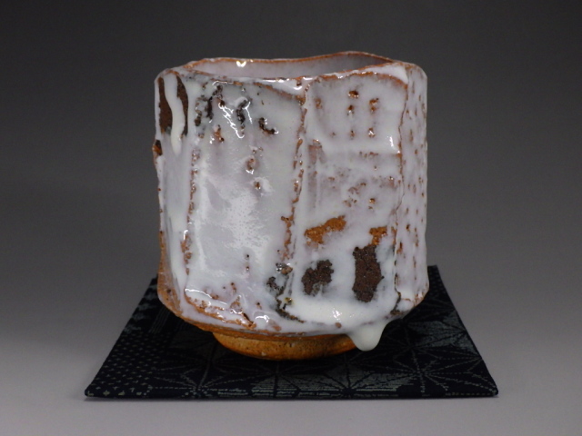 故 渋谷泥詩（萩焼 鬼萩面取り筒抹茶茶碗）