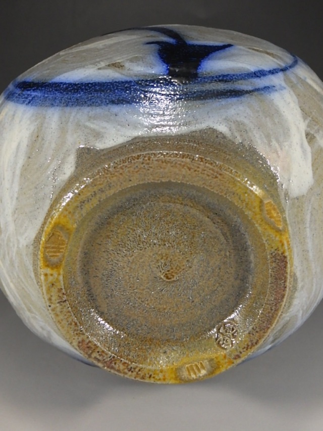 薄田浩司（益子焼刷毛目色絵扁壺花入れ）