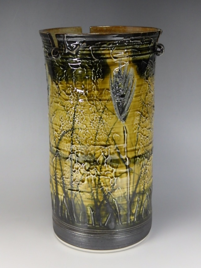 草場正人（有田焼染付大振花入れ）