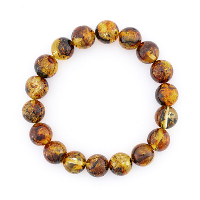 ブレスレット アンバー （琥珀） （バルト海産） 12mm 18玉 No.36