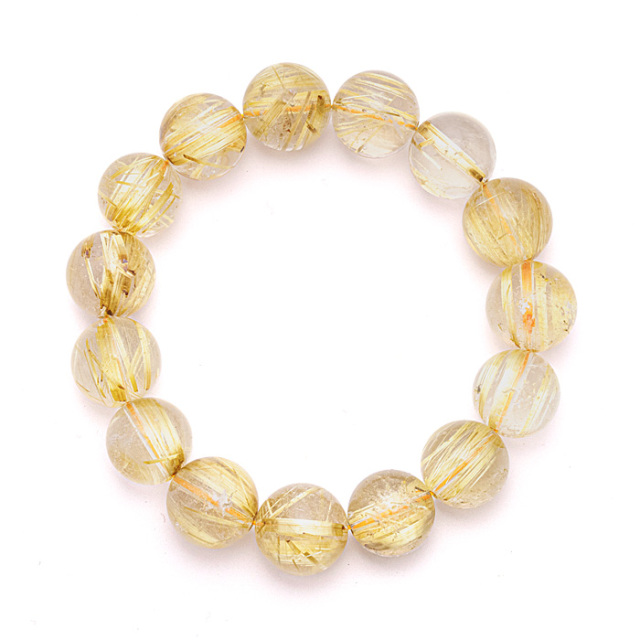 ブレスレット タイチンルチルクォーツ 15mm 15玉 No.95 | 神棚・神具の