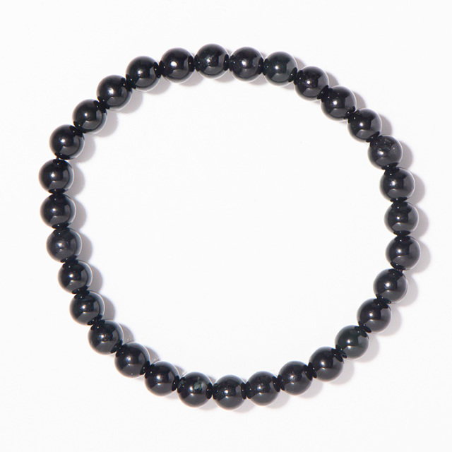 ブレスレット 黒翡翠 AA （ミャンマー産） 6mm 31玉 （アソート） No.9