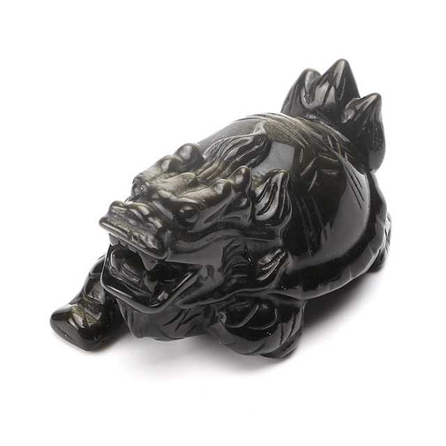 彫刻 龍亀（ロングイ） （ゴールデンオブシディアン） （アソート） No