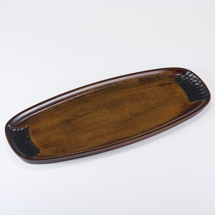 コーヒートレー 古代菊彫 木製 漆塗り トレー【製造中止】 漆器の井助