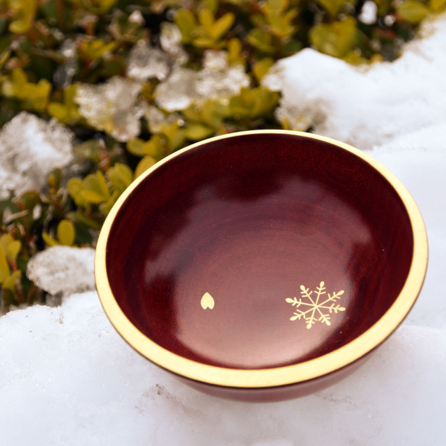 ぐい呑み 茜 雪月花 木製 漆塗り 盃 おちょこ 酒器 漆器の井助