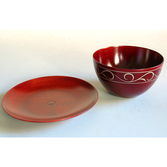 カフェボウルセット 唐草 木製 漆塗り（製造中止） 漆器の井助