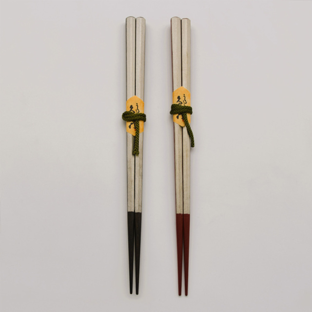 箸 五角帯銀 朱/黒 【メール便可】 木製 漆塗り 【製造中止・在庫限り