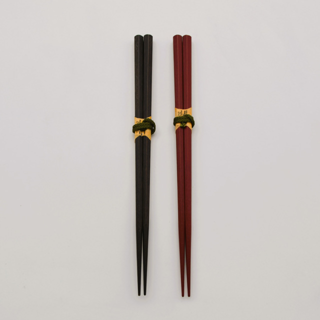 箸 五角帯銀 朱/黒 【メール便可】 木製 漆塗り 【製造中止・在庫限り