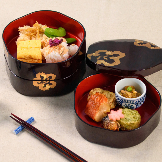 梅型三段重箱 当店ベストセラーお重箱 FC32-2/3 漆器の井助