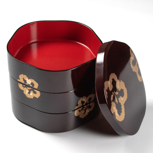 梅型三段重箱 当店ベストセラーお重箱 FC32-2/3 漆器の井助