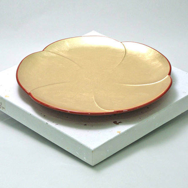 福梅皿 金箔 中皿 FC30-5 漆器の井助