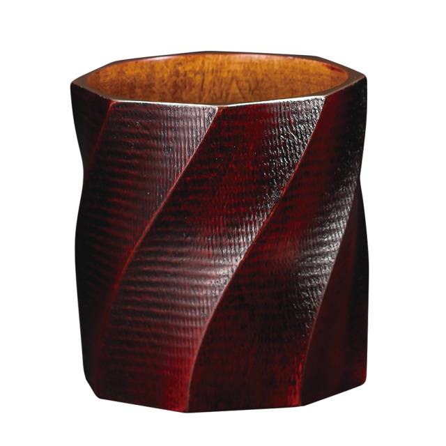 ロックカップ らせん 赤/黒 木製 漆塗り FC13-7/9 漆器の井助