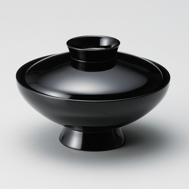 吸物椀 沈金和菊彫 黒 漆塗り 漆器の井助