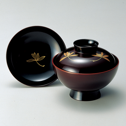 吸物椀 銀彩桜楓 黒 木製 漆塗り 12-00402 漆器の井助