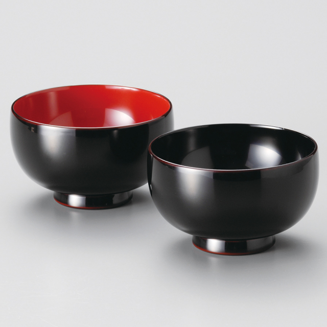 夫婦椀 金とプラチナの鉄仙 朱・黒 蓋付きのお椀 2客セット 漆塗り