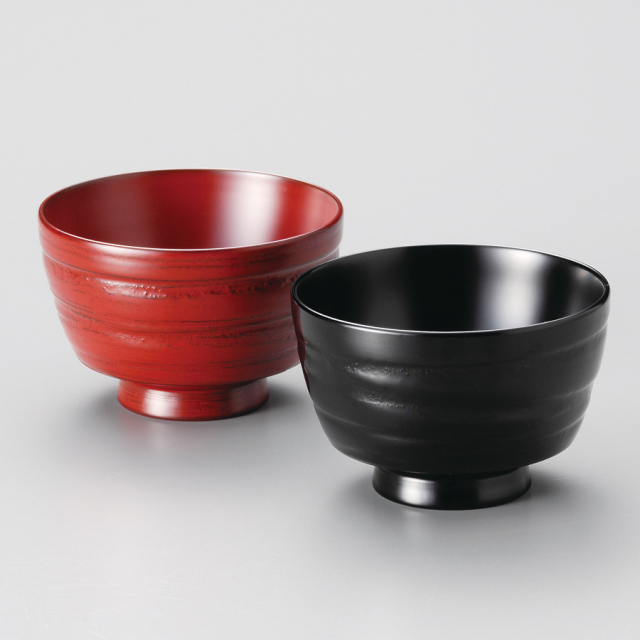 夫婦椀 Sakura ペア汁椀 黒・赤 2客セット 木製 漆塗り 12-03501 漆器