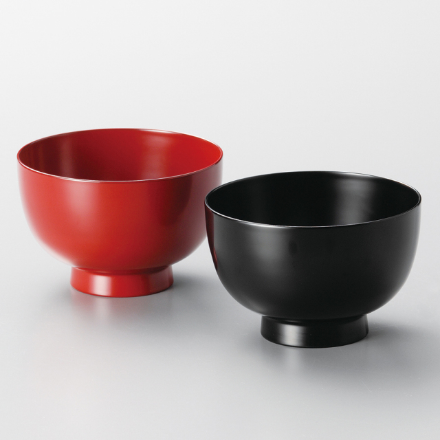 夫婦汁椀 夫婦春秋型 黒・朱 2客セット 漆塗り 12-04201 漆器の井助