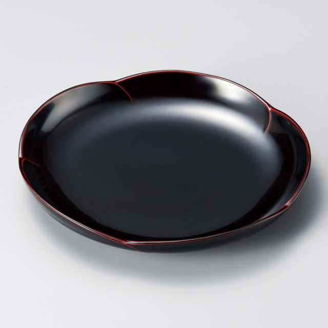 大皿 花こころ 朱/溜 漆塗り 12-07203/07204 漆器の井助