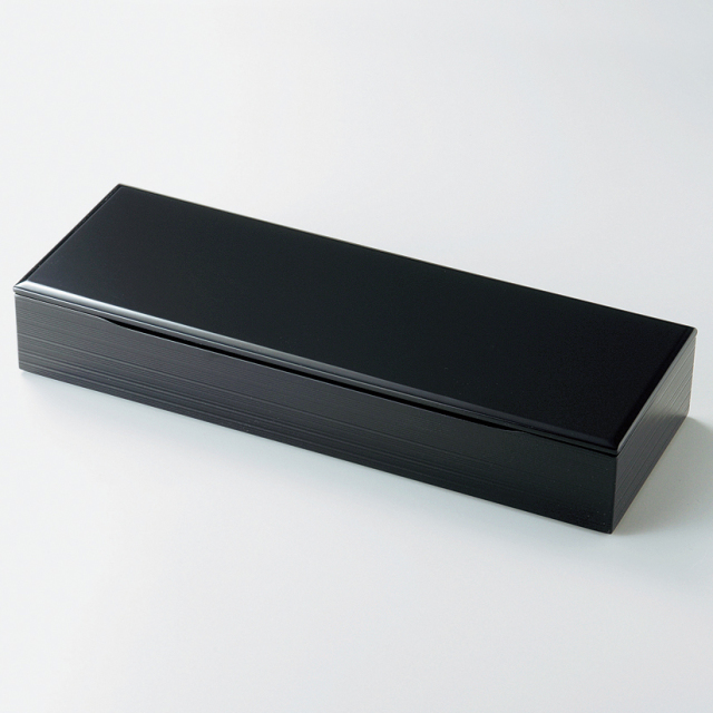 長手松花堂弁当箱 黒 木製 12-11501 漆器の井助